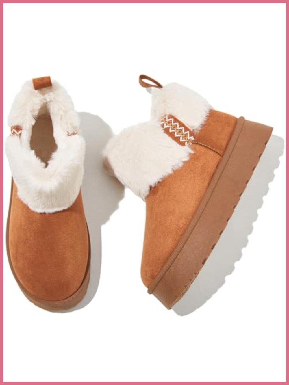 Womens Winter Snow Boots Faux Fur Lined Ankle Booties Slip-On